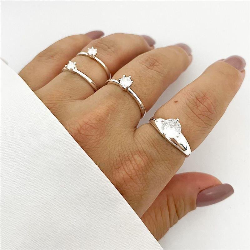 ANEL SOLITÁRIO 4MM 6 GARRAS PRATA 925