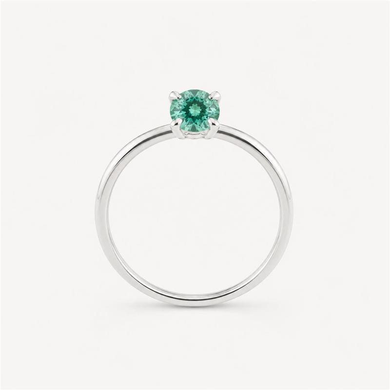 ANEL SOLITÁRIO ZIRCÔNIA 5MM VERDE CLARO PRATA 925