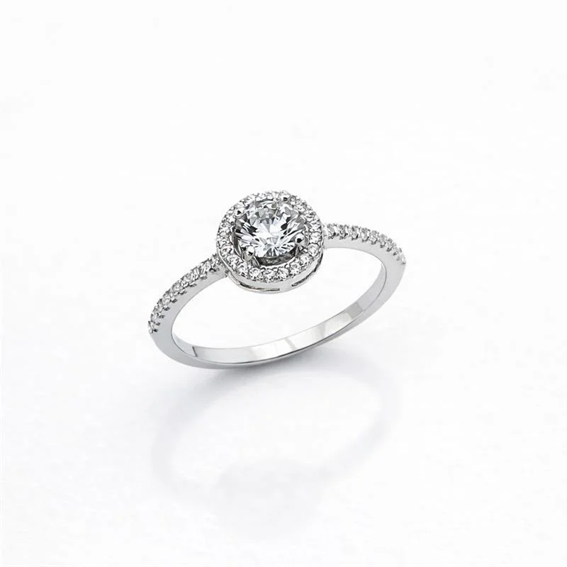 ANEL SOLITÁRIO CRAVEJADO BANHO DE RÓDIO PRATA 925