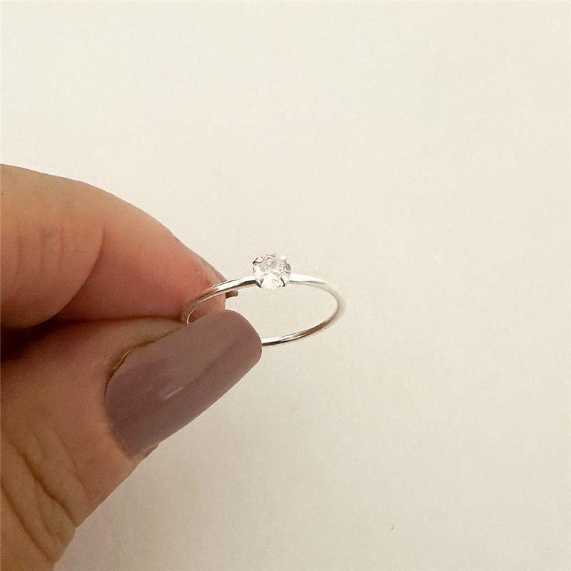 ANEL SOLITÁRIO DELICADO PRATA 925