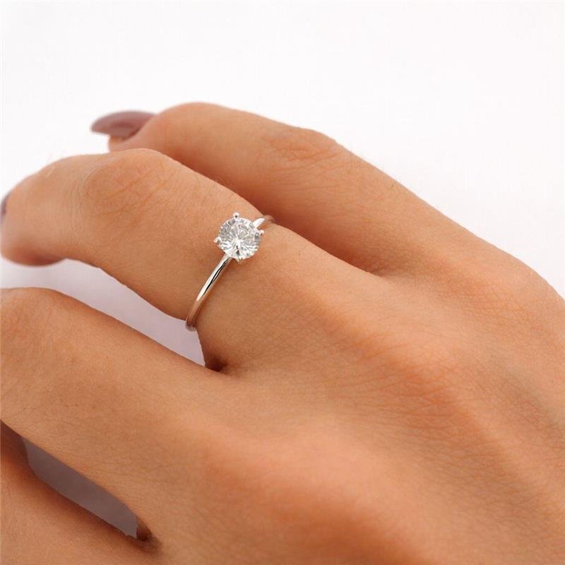 ANEL SOLITÁRIO 4MM 4 GARRAS PRATA 925