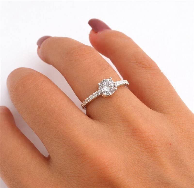 ANEL SOLITÁRIO ARO CRAVEJADO 6MM PRATA 925