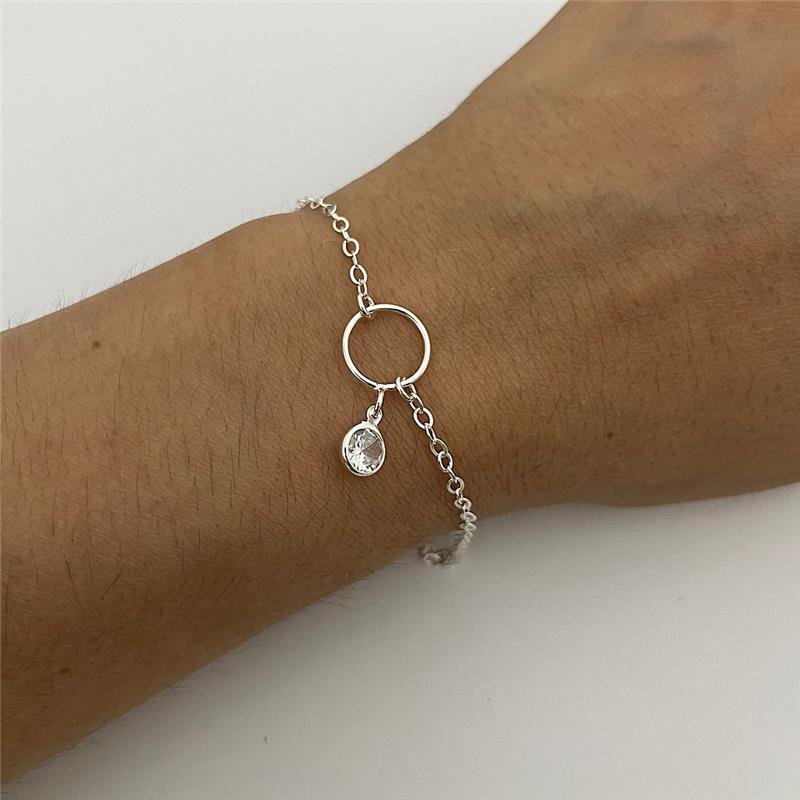 PULSEIRA CIRCULO E PONTO DE LUZ PRATA 925