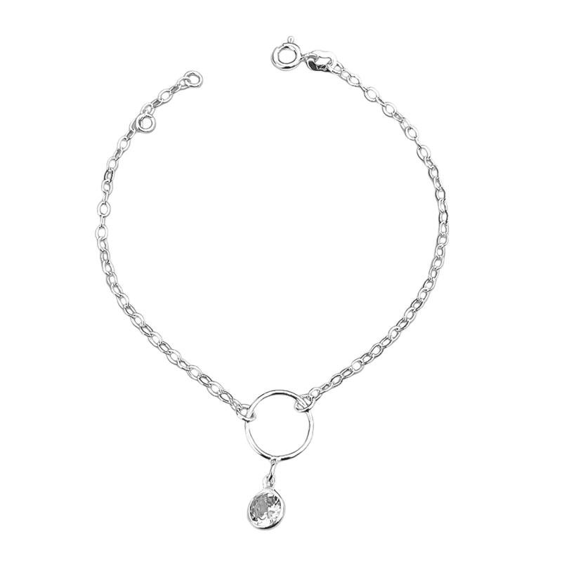 PULSEIRA CIRCULO E PONTO DE LUZ PRATA 925