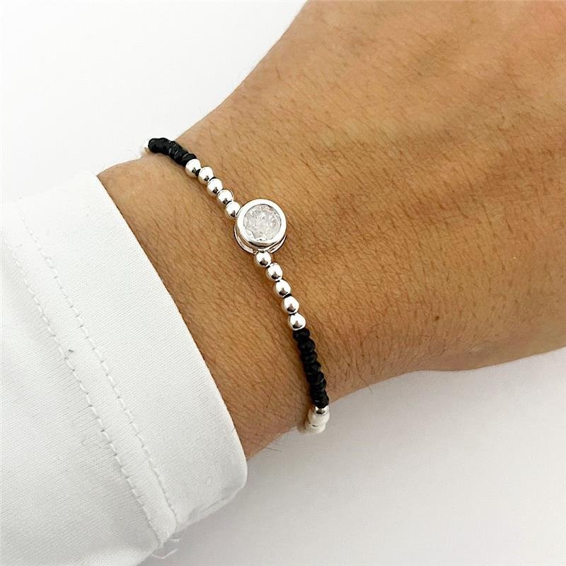 PULSEIRA PONTO DE LUZ E BOLINHAS PRATA 925