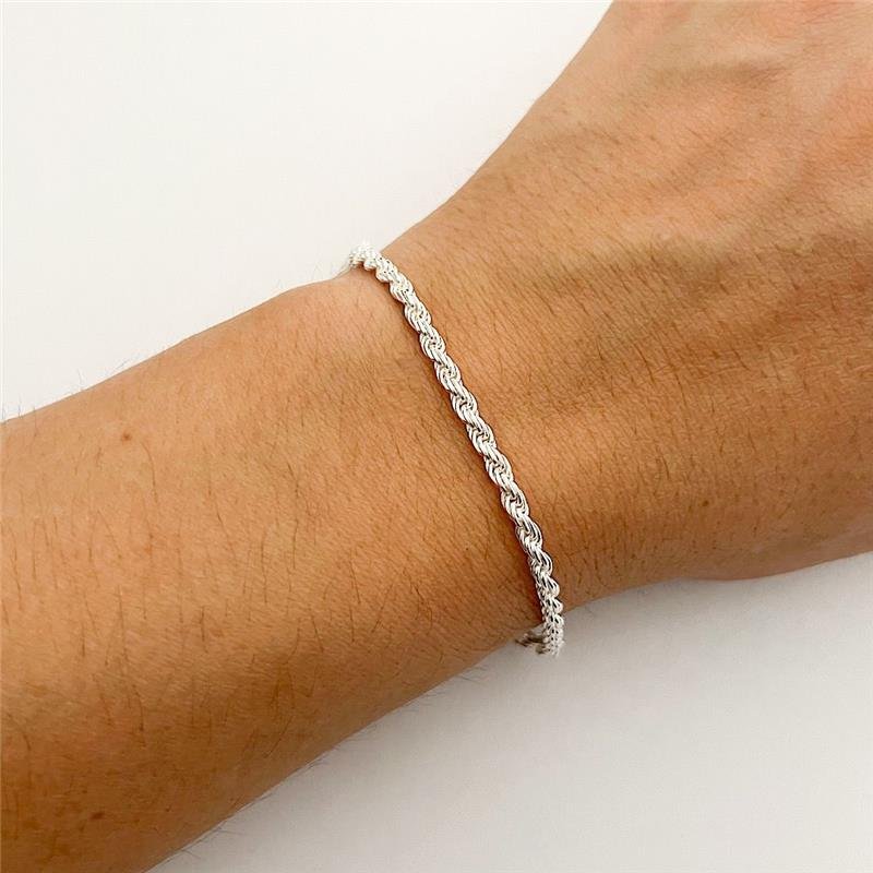 PULSEIRA CORDÃO BAIANO GROSSA PRATA 925