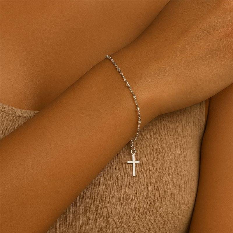 PULSEIRA BOLINHAS TERÇO EM PRATA 925 DELICADEZA E FÉ