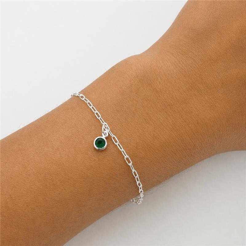 PULSEIRA PONTO DE LUZ VERDE PRATA 925
