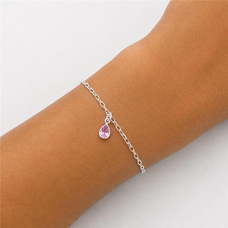 PULSEIRA PONTO DE LUZ GOTA ROSA PRATA 925