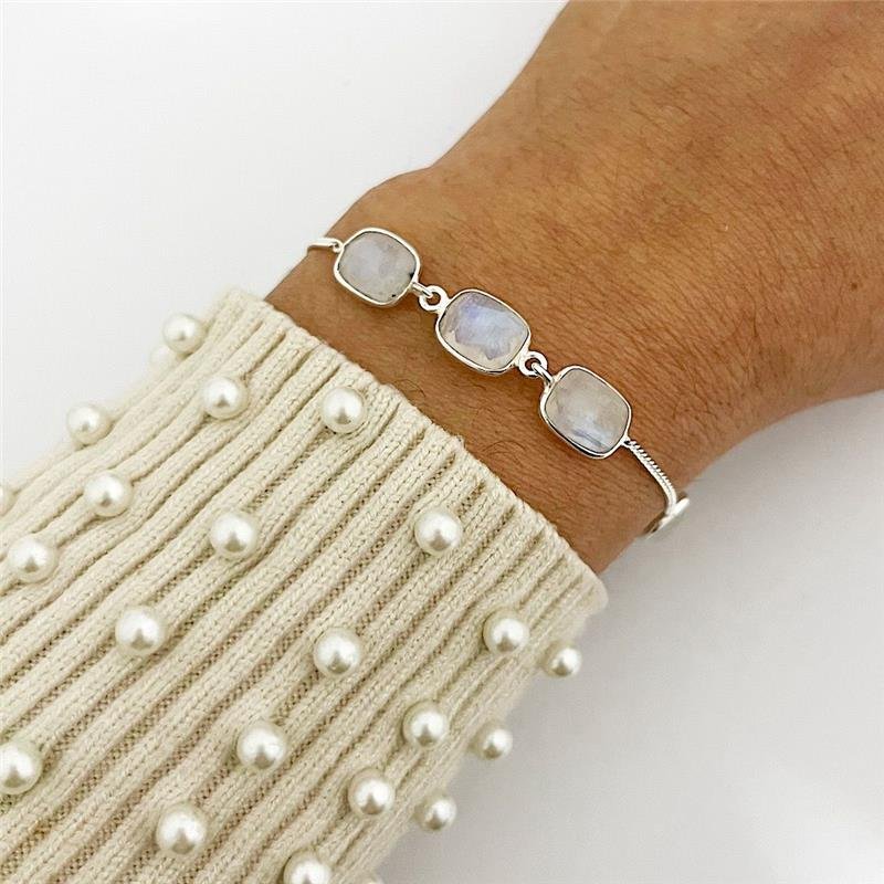 PULSEIRA PEDRA DA LUA PRATA 925