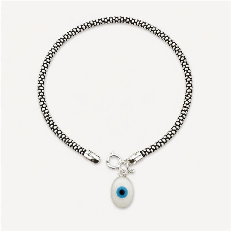 PULSEIRA PIPOCA BALI PINGENTE OLHO GREGO PRATA 925