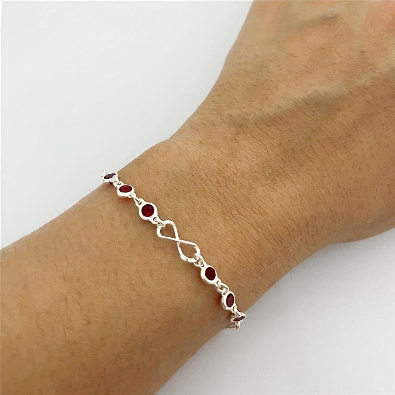 PULSEIRA INFINITO ZIRCÔNIAS VERMELHAS PRATA 925