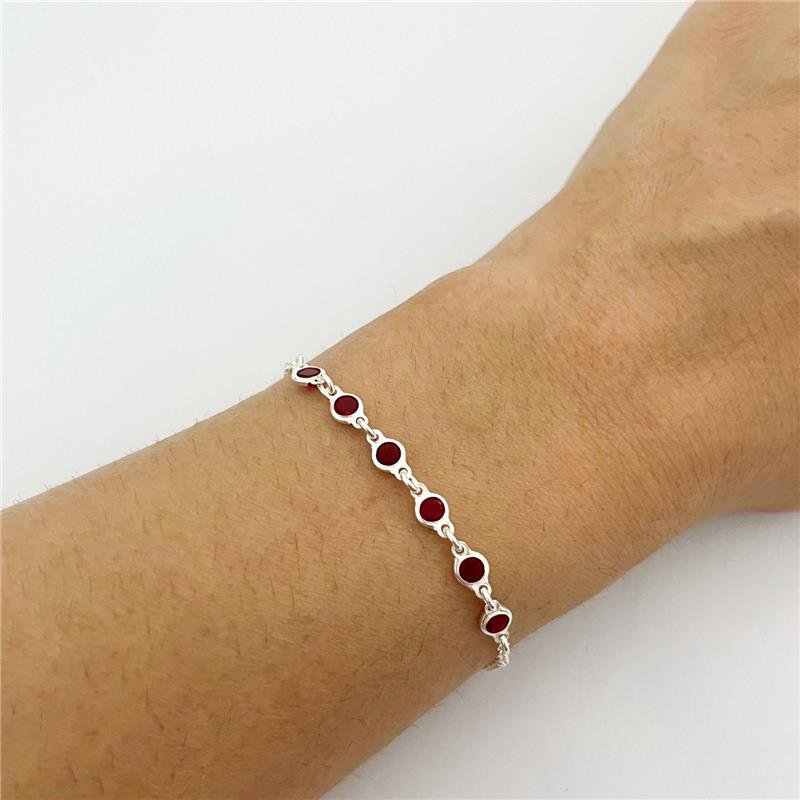 PULSEIRA ZIRCÔNIA VERMELHA PRATA 925