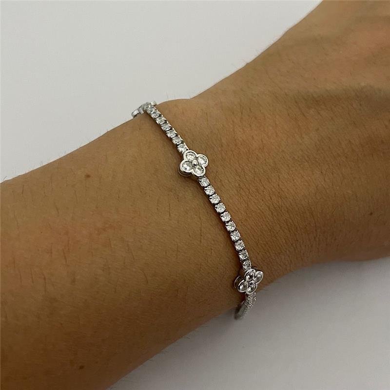 PULSEIRA RIVIERA VANCLEEF CRAVEJADA PRATA 925