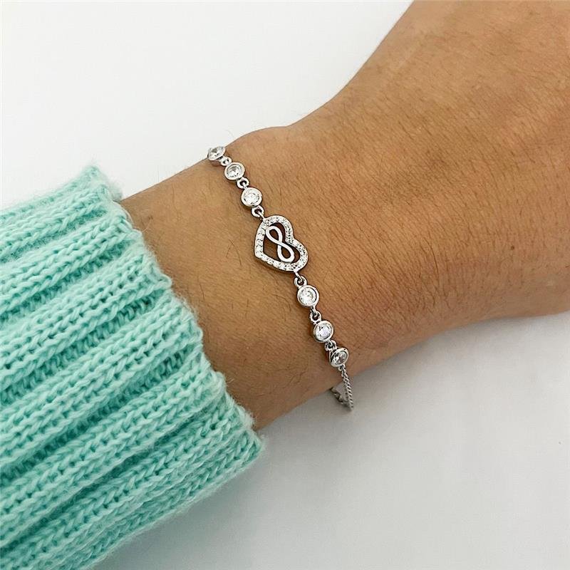PULSEIRA CORAÇÃO ZIRCÔNIAS PRATA 925