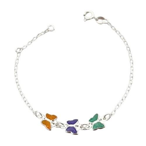 PULSEIRAS INFANTIL 3 BORBOLETAS PRATA 925