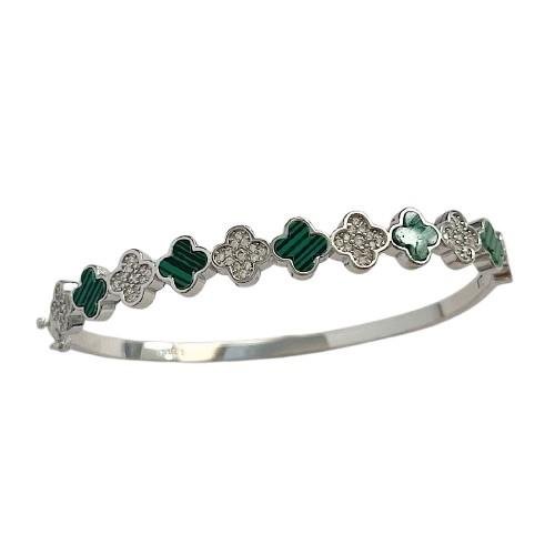  BRACELETE VANCLEEF MALAQUITA E CRISTAL PRATA 925
