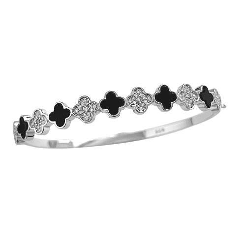 BRACELETE VANCLEEF ONIX E CRSITAL PRATA 925
