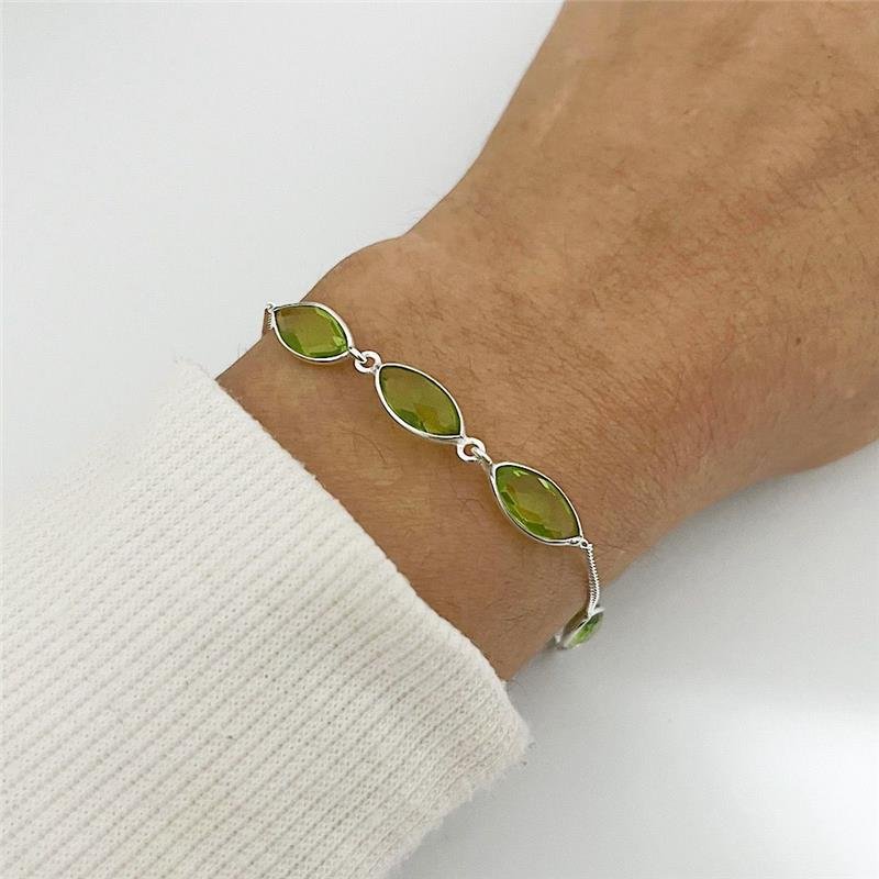 PULSEIRA 5 PEDRAS ZIRCÔNIA VERDE PRATA 925