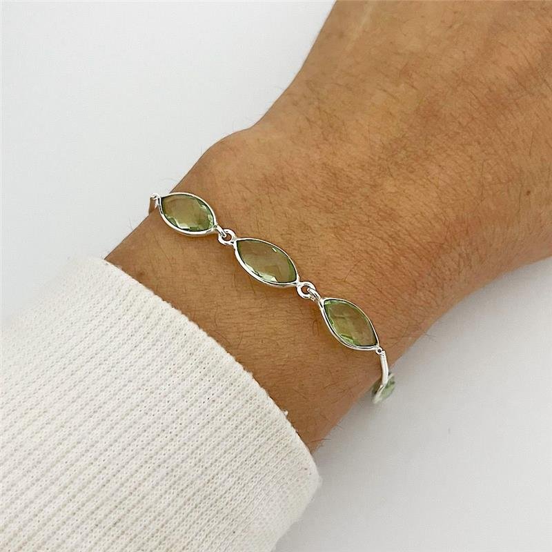 PULSEIRA ZIRCÔNIA 5 PEDRAS VERDE CLARO PRATA 925