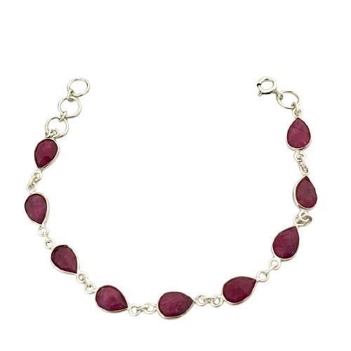 PULSEIRA RUBI GOTA PRATA 925