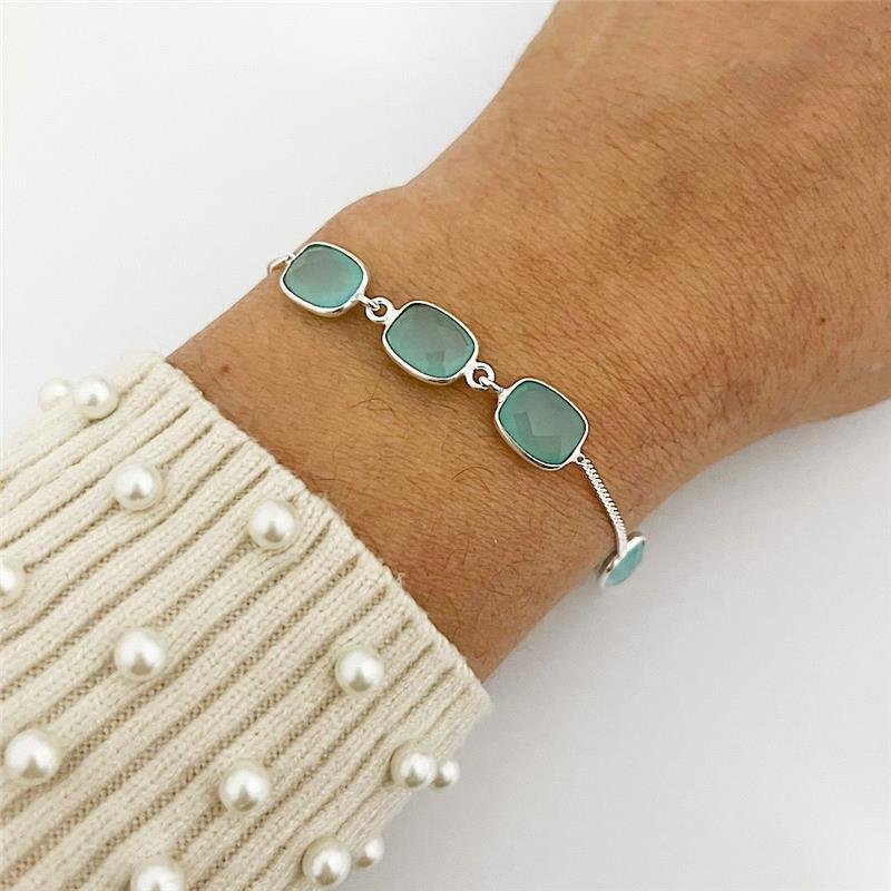 PULSEIRA QUARTZO VERDE PRATA 925