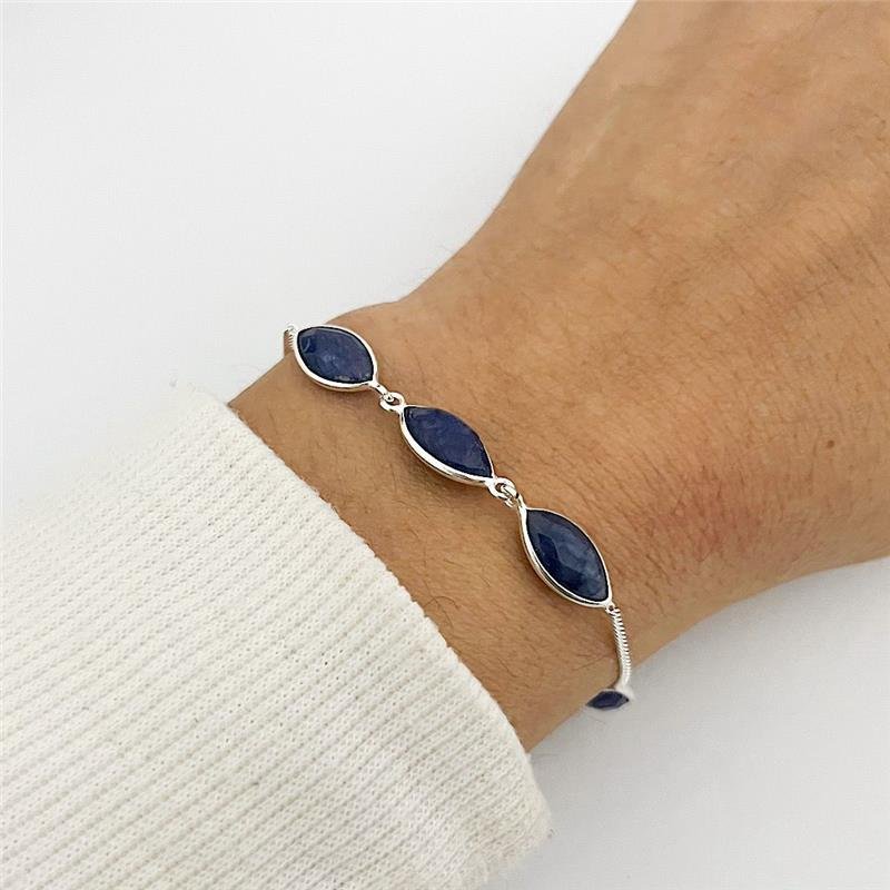 PULSEIRA 5 PEDRAS LÁPIS LAZÚLI PRATA 925