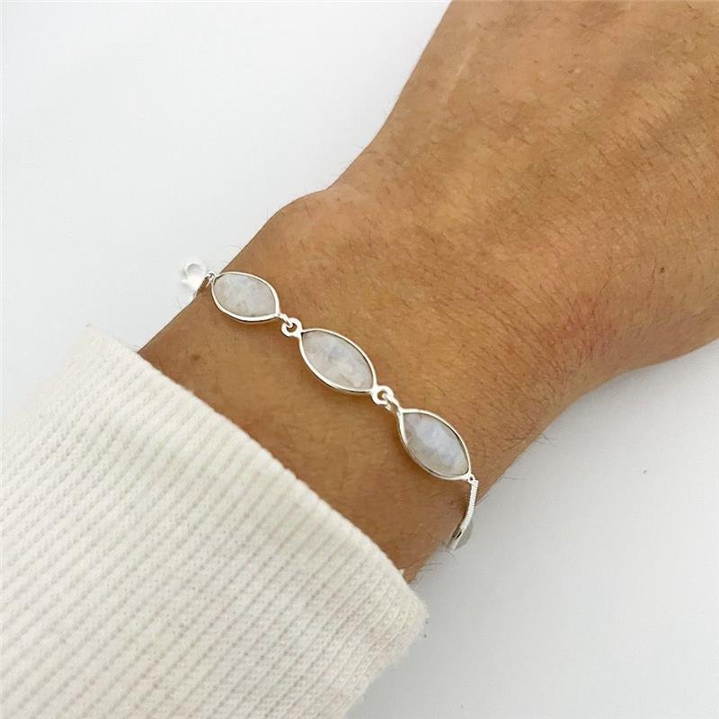 PULSEIRA 5 PEDRAS DA LUA PRATA 925