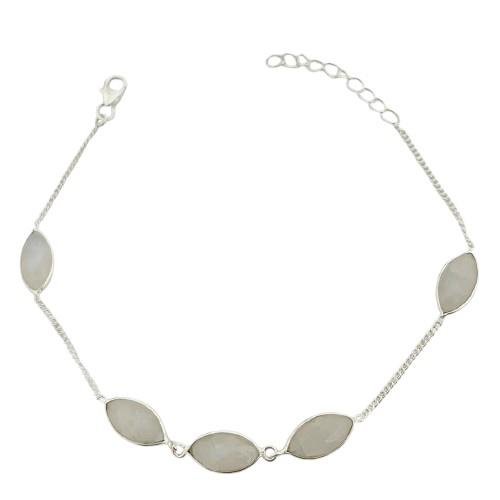 PULSEIRA 5 PEDRAS DA LUA PRATA 925