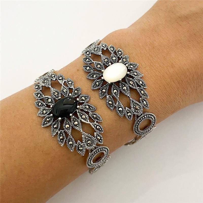 PULSEIRA MADREPÉROLA E MARCASSITAS BALI 925