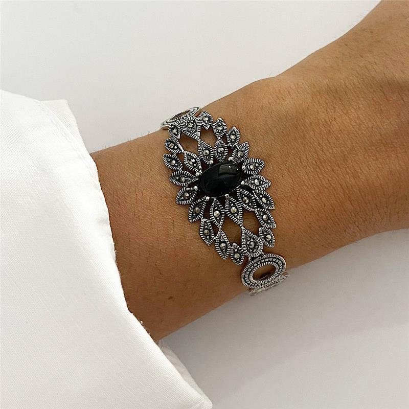 PULSEIRA ONIX E MARCASSITAS BALI 925