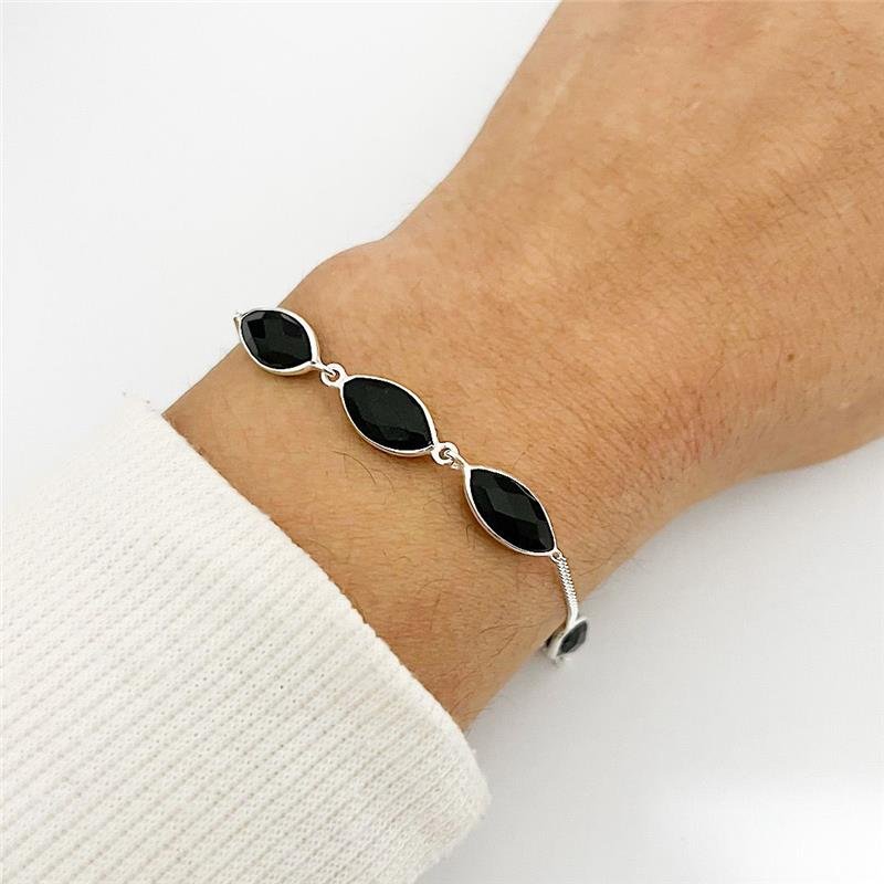 PULSEIRA 5 PEDRAS ONIX PRATA 925