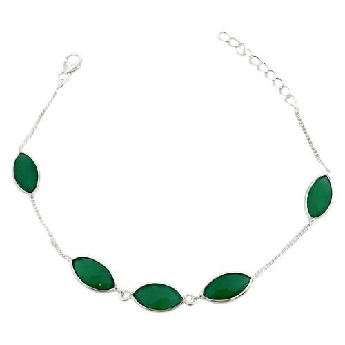 PULSEIRA 5 PEDRAS ESMERALDA PRATA 925