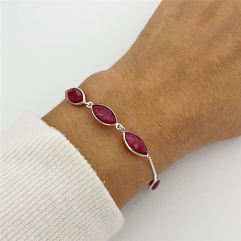 PULSEIRA 5 PEDRAS RUBI PRATA 925