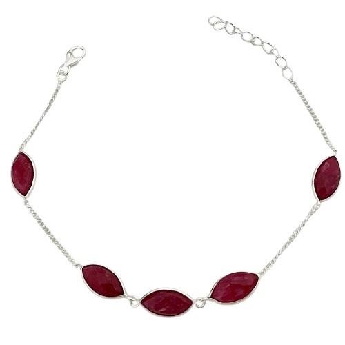 PULSEIRA 5 PEDRAS RUBI PRATA 925