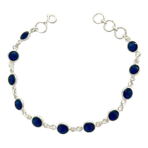 PULSEIRA PEDRA AZUL SAFIRA PRATA 925