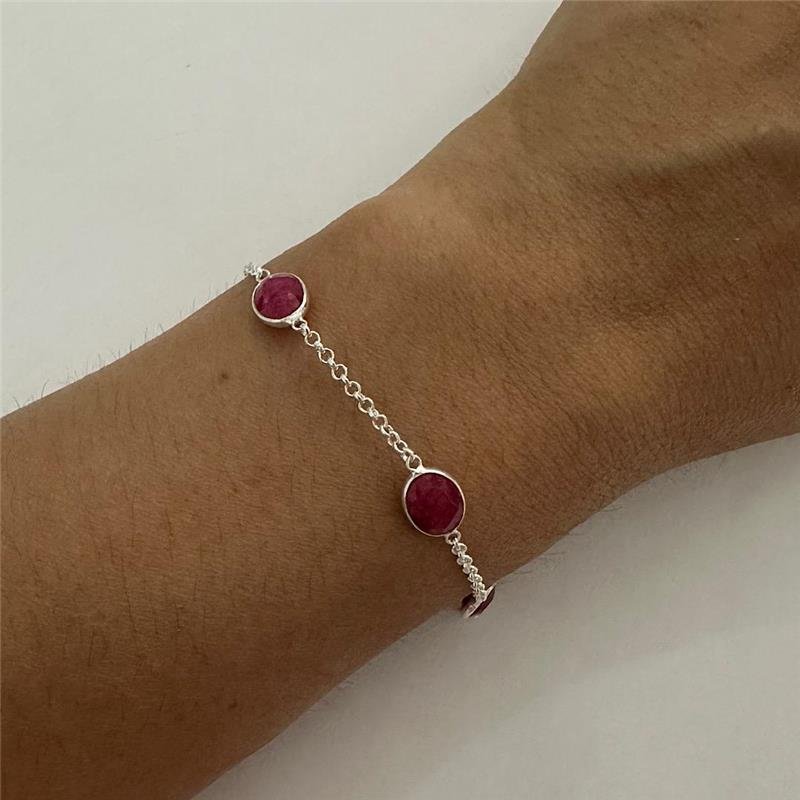 PULSEIRA OVAL RUBI PRATA 925