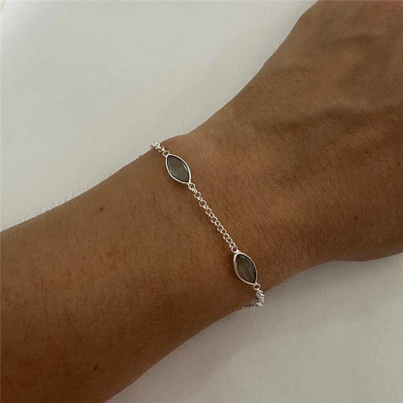 PULSEIRA NAVETE ZIRCÔNIA TOPÁZIO PRATA 925