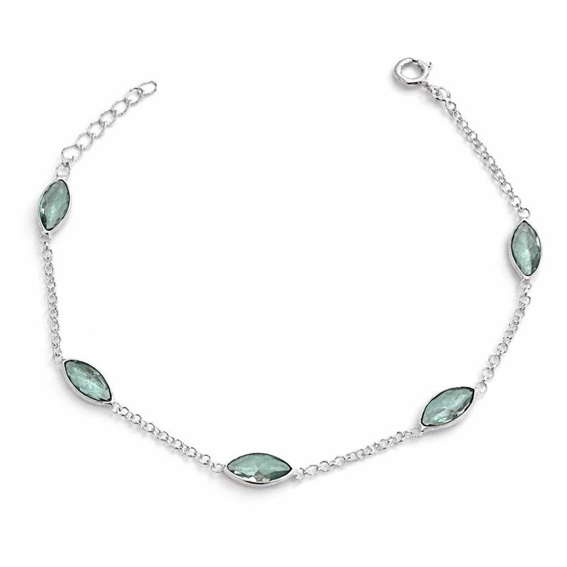 PULSEIRA NAVETE ZIRCÔNIA TOPÁZIO PRATA 925