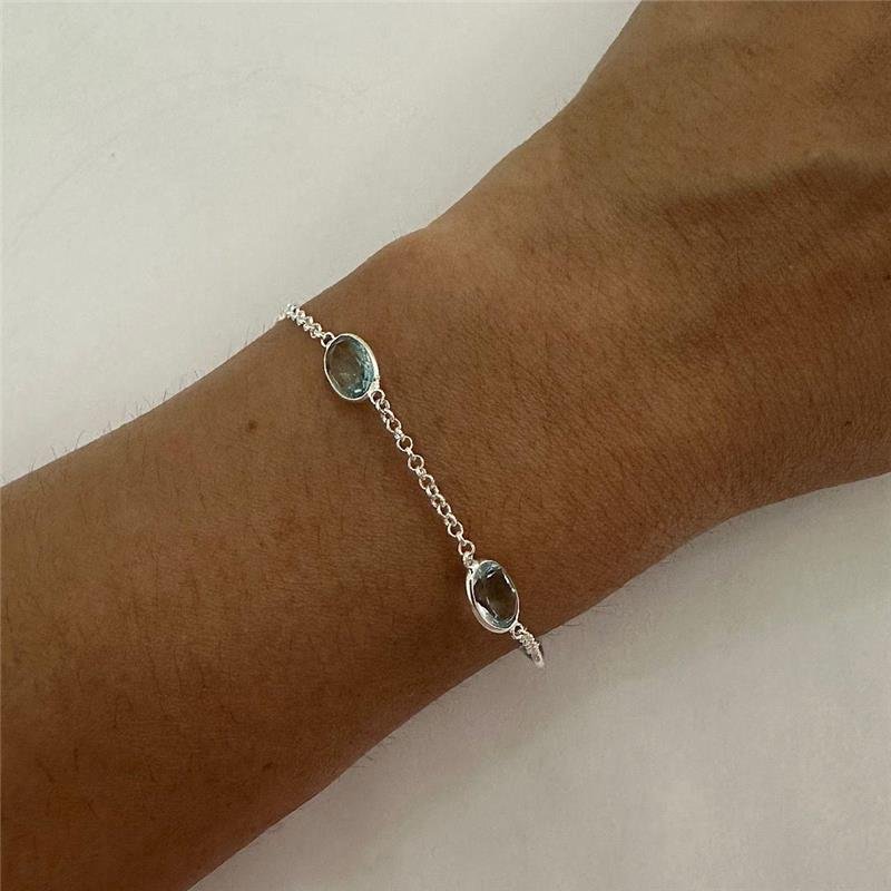 PULSEIRA OVAL ZIRCÔNIA TOPÁZIO PRATA 925