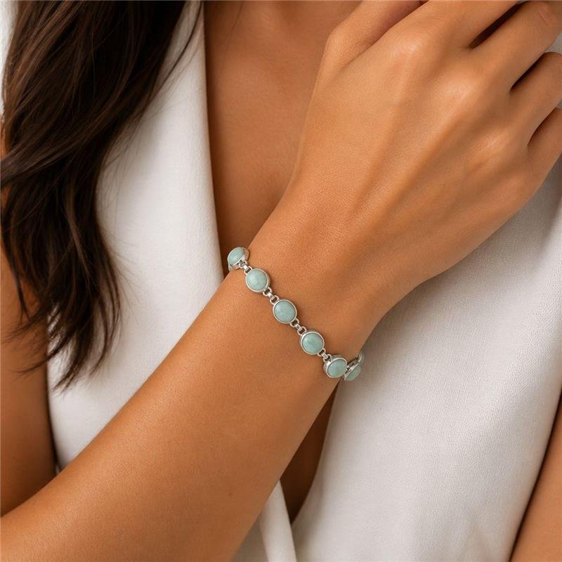 PULSEIRA 9 PEDRAS OVAL LARIMAR PRATA 925
