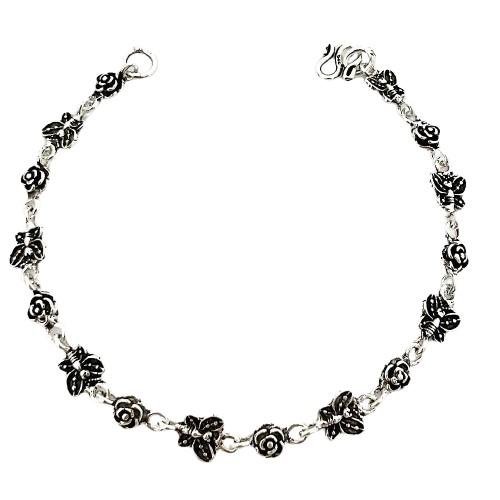 PULSEIRA BORBOLETA/FLOR PRATA BALI 925