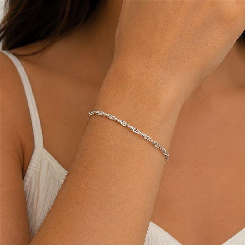 PULSEIRA NOVA TRANÇAS 2 FIOS PRATA 925