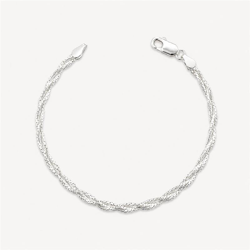 PULSEIRA NOVA TRANÇAS 2 FIOS PRATA 925