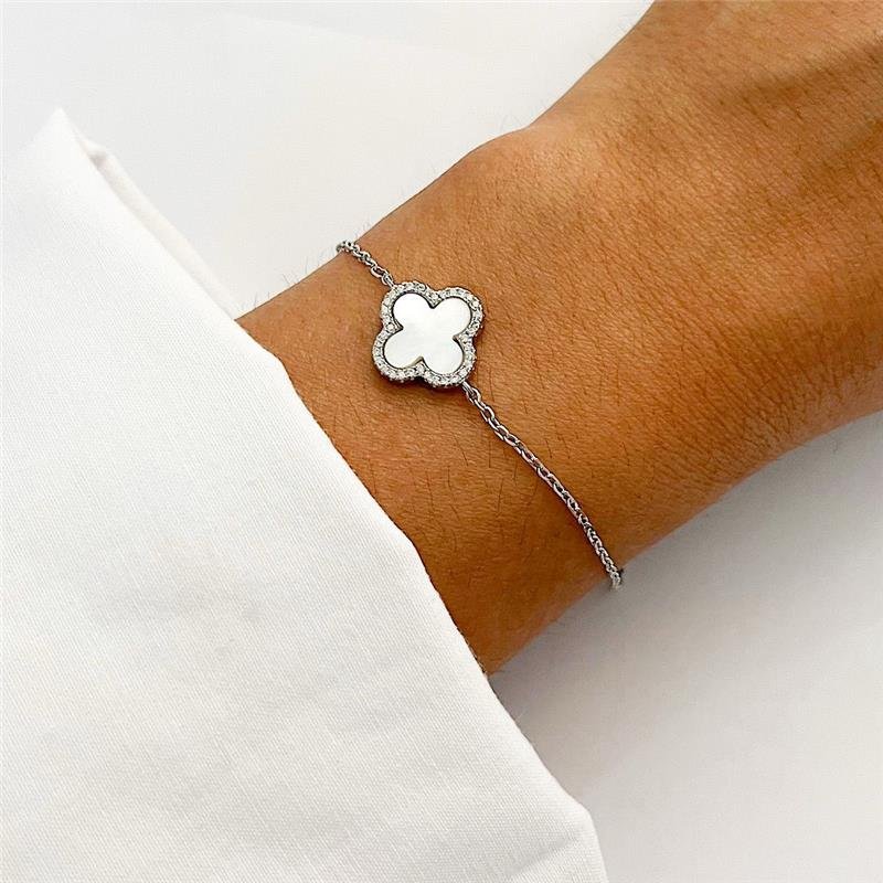 PULSEIRA CRAVEJADA MADRE VANCLEEF PRATA 925