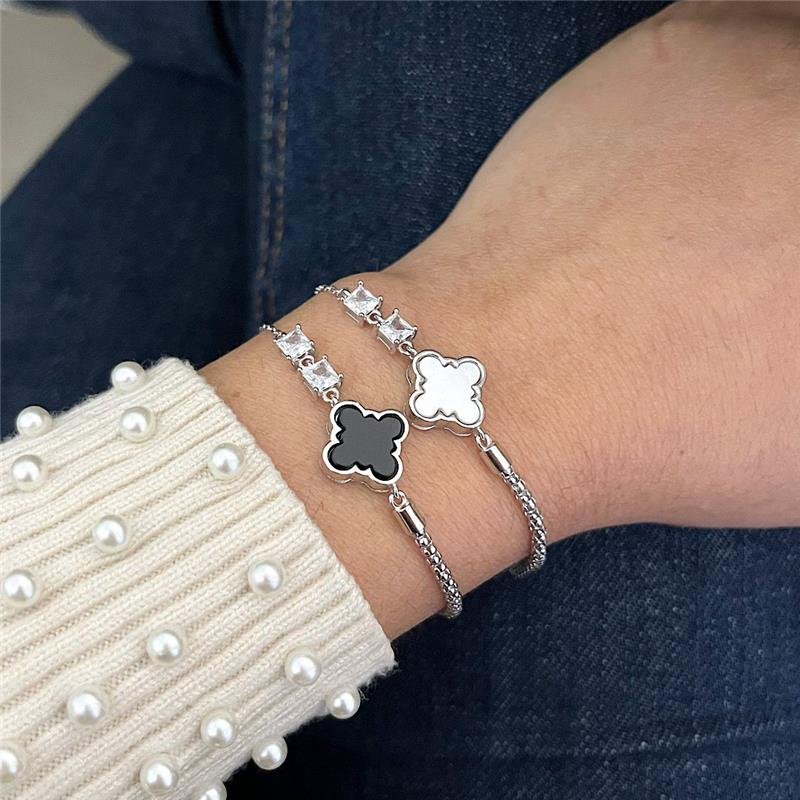 PULSEIRA VANCLEEF ONIX E ZIRCÔNIA PRATA 925