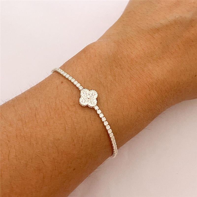 PULSEIRA VAN CLEEF RIVIERA CRAVEJADA PRATA 925