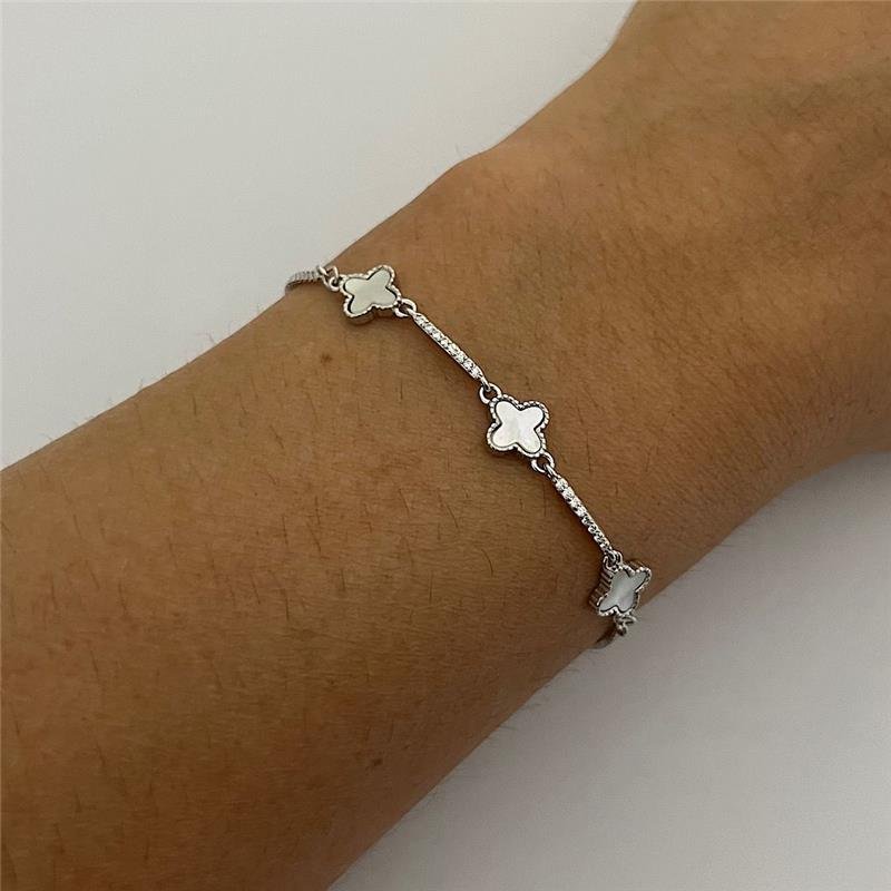 PULSEIRA VANCLEEF 3 TREVOS MADRE REGULAGEM PRATA 925