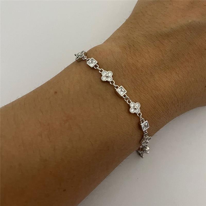 PULSEIRA VANCLEEF ZIRCÔNIAS REGULAGEM PRATA 925