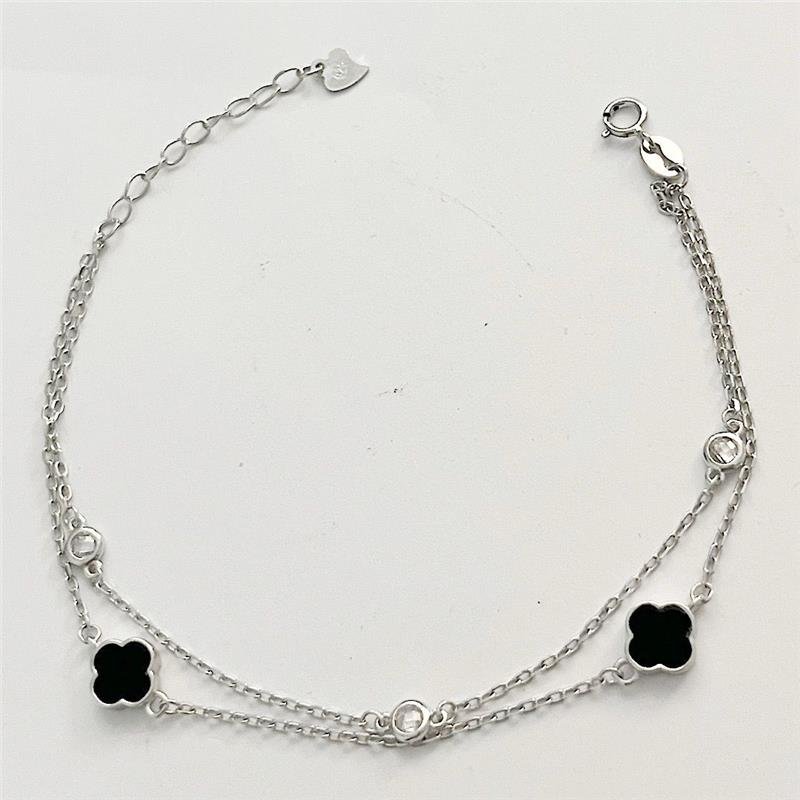 PULSEIRA VANCLEEF DUPLA ONIX E P. DE LUZ PRATA 925 